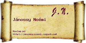 Jánossy Noémi névjegykártya