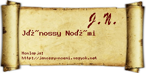 Jánossy Noémi névjegykártya
